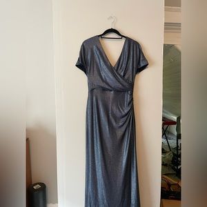 A-line blue shimmer formal dress